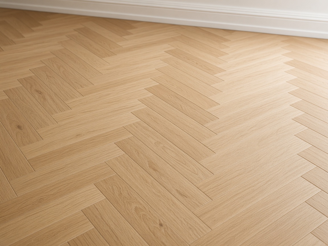 Restored herringbone parquet hardwood floor