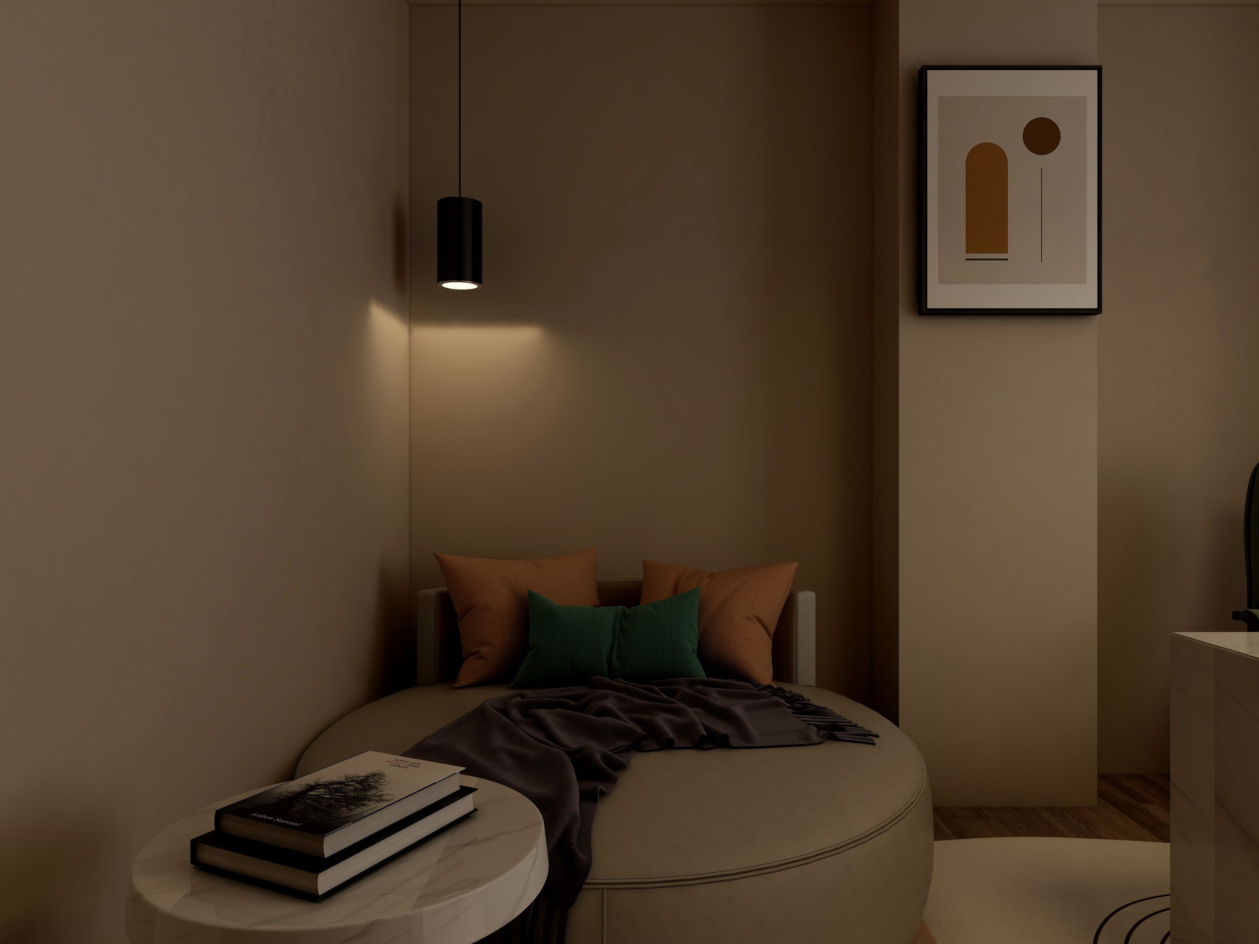 Interior with refined layered lighting and warm ambient glow